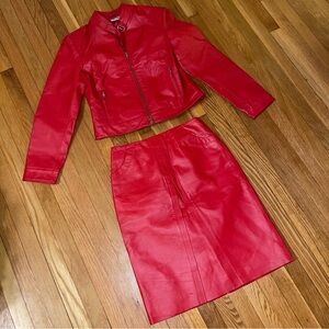 Vintage red leather set